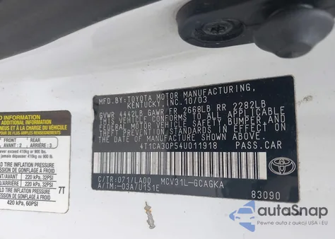 2004 Toyota Camry Solara Se Sport V6/Se V6/Sle V6 from USA, damaged, VIN 4T1CA30P54U011918